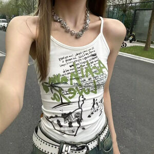 Zara Vintage Letter Print Crop Cami Summer